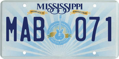 MS license plate MAB071