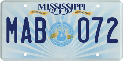 MS license plate MAB072