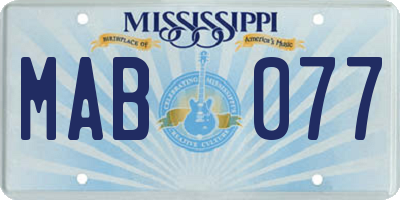 MS license plate MAB077