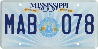 MS license plate MAB078