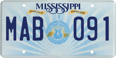 MS license plate MAB091