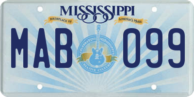 MS license plate MAB099