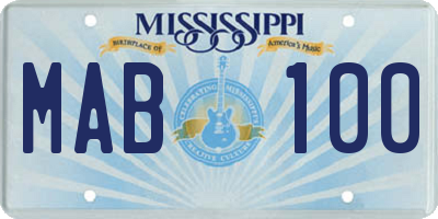 MS license plate MAB100