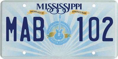 MS license plate MAB102