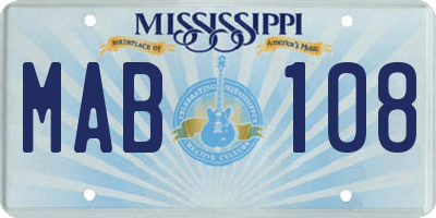 MS license plate MAB108