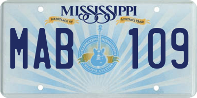 MS license plate MAB109