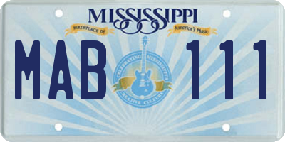 MS license plate MAB111