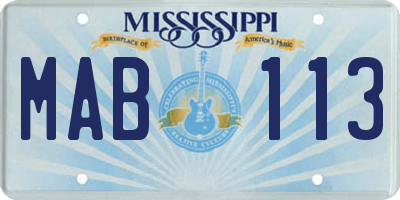 MS license plate MAB113