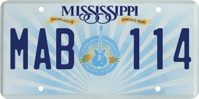 MS license plate MAB114