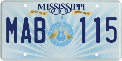 MS license plate MAB115