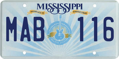 MS license plate MAB116