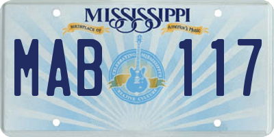 MS license plate MAB117