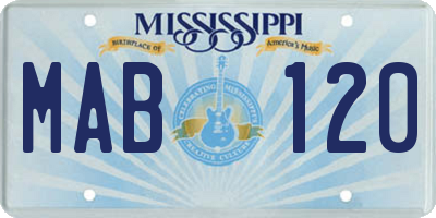 MS license plate MAB120