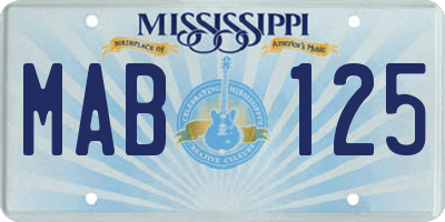 MS license plate MAB125