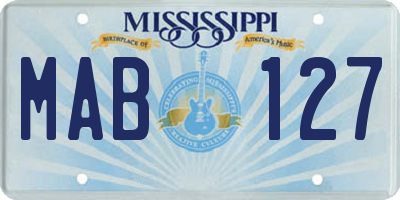 MS license plate MAB127