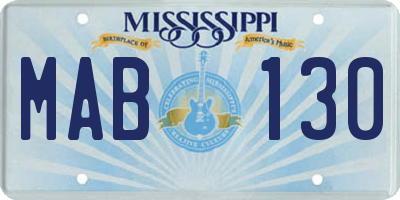MS license plate MAB130