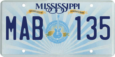 MS license plate MAB135