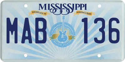MS license plate MAB136