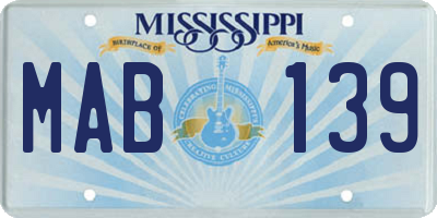 MS license plate MAB139