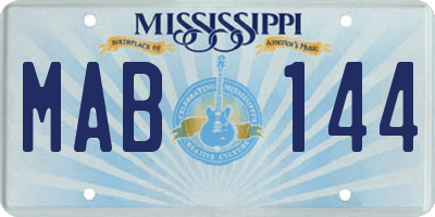 MS license plate MAB144