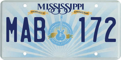 MS license plate MAB172