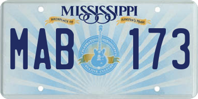 MS license plate MAB173