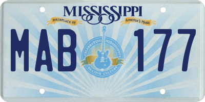 MS license plate MAB177