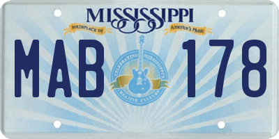 MS license plate MAB178