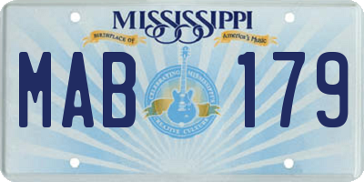 MS license plate MAB179