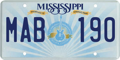 MS license plate MAB190