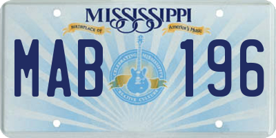 MS license plate MAB196
