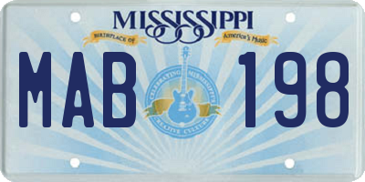 MS license plate MAB198