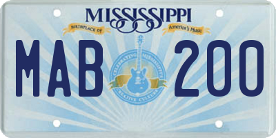 MS license plate MAB200