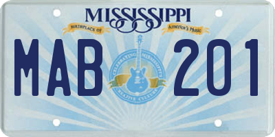 MS license plate MAB201
