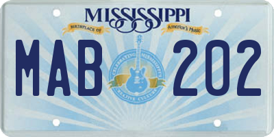 MS license plate MAB202