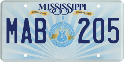 MS license plate MAB205