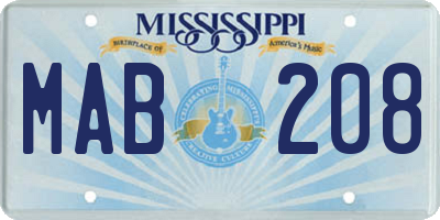 MS license plate MAB208