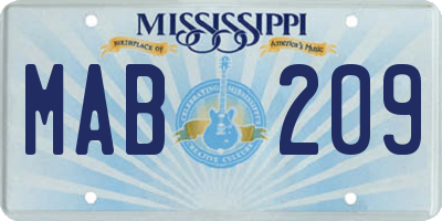 MS license plate MAB209