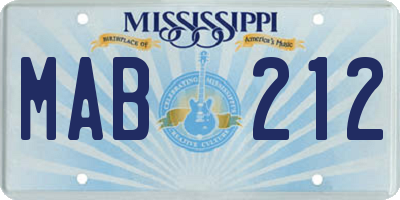 MS license plate MAB212