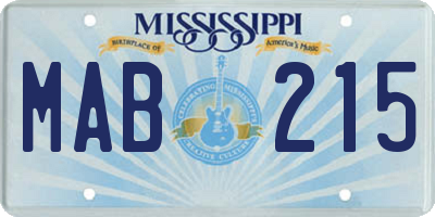 MS license plate MAB215
