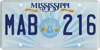 MS license plate MAB216