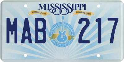MS license plate MAB217