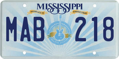 MS license plate MAB218