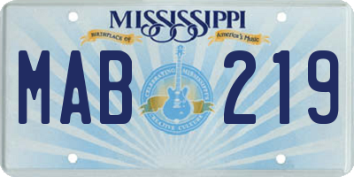 MS license plate MAB219