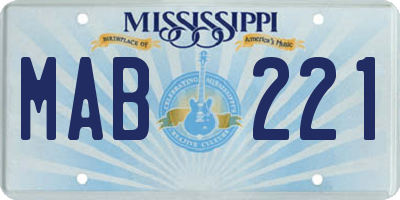 MS license plate MAB221