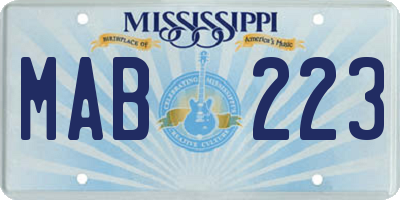 MS license plate MAB223