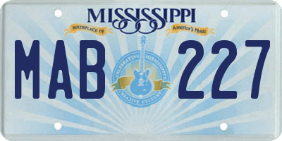 MS license plate MAB227