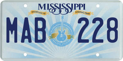 MS license plate MAB228