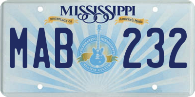 MS license plate MAB232