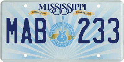 MS license plate MAB233